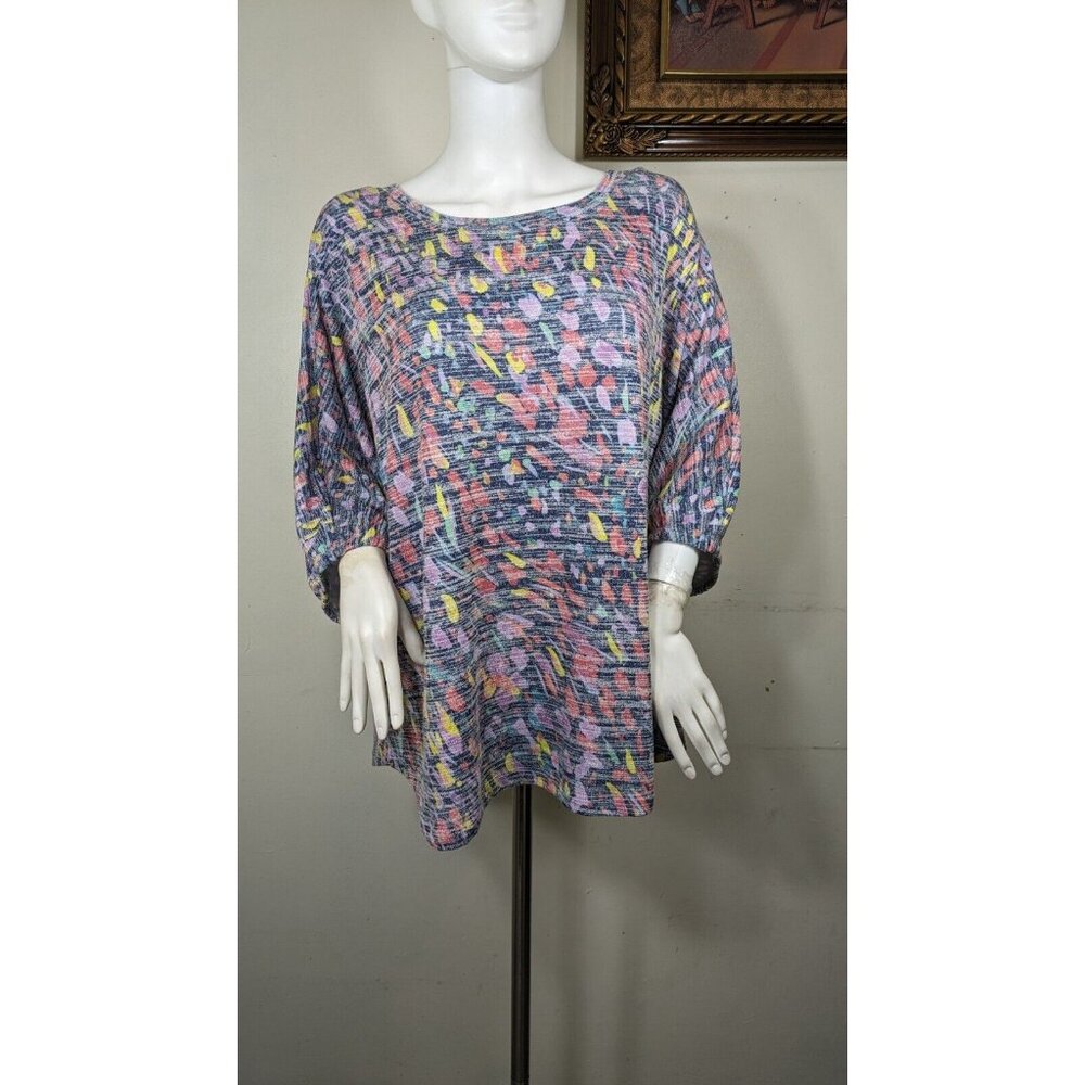 Westbound Women's Multi Color Pastel Confetti Short Sleeve Blouse Plus Size 3X - Picture 4 of 12